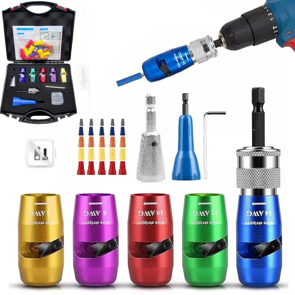 Upgrade Wire Stripper For Drill Wire Stripping Twisting Tool Electrical W/ Case