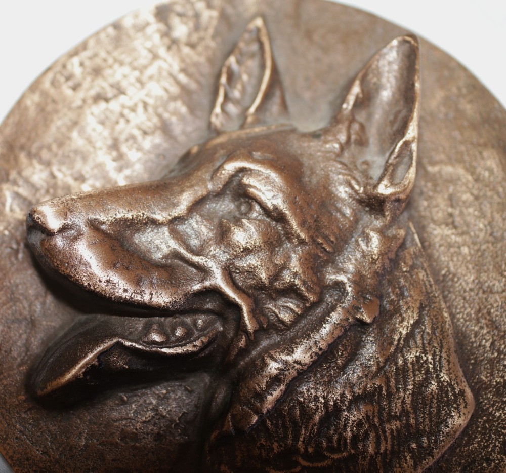 German Shepherd Brass Plaque Wall Medal - 6" Diameter