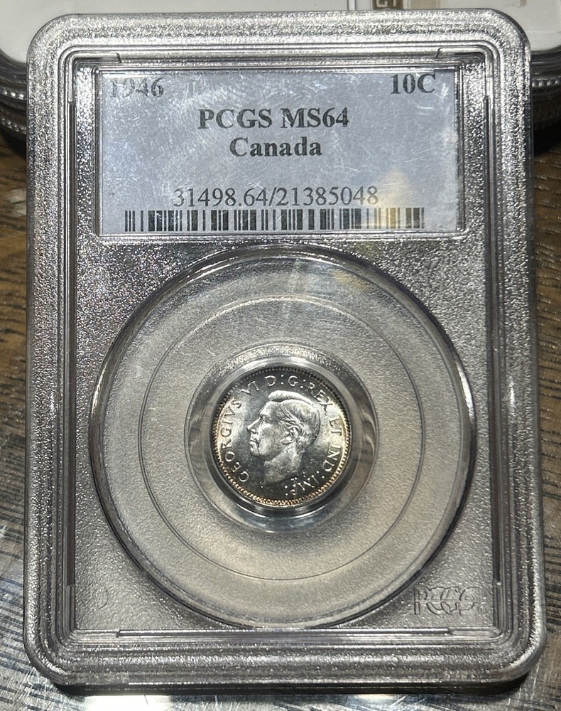1946 Canada silver 10 cents PCGS MS64
