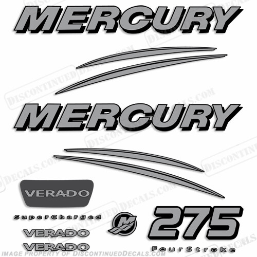 Fits Mercury Verado 275hp Decal Kit - Silver