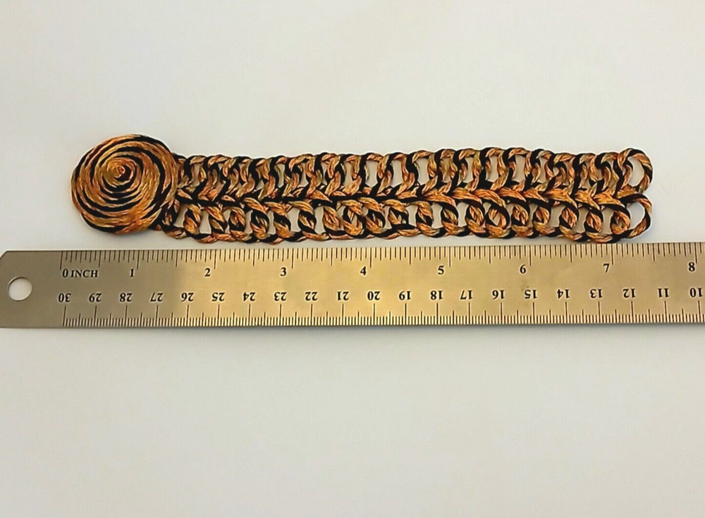 Greek Double Loop Copper Wire Bracelet Black and Orange