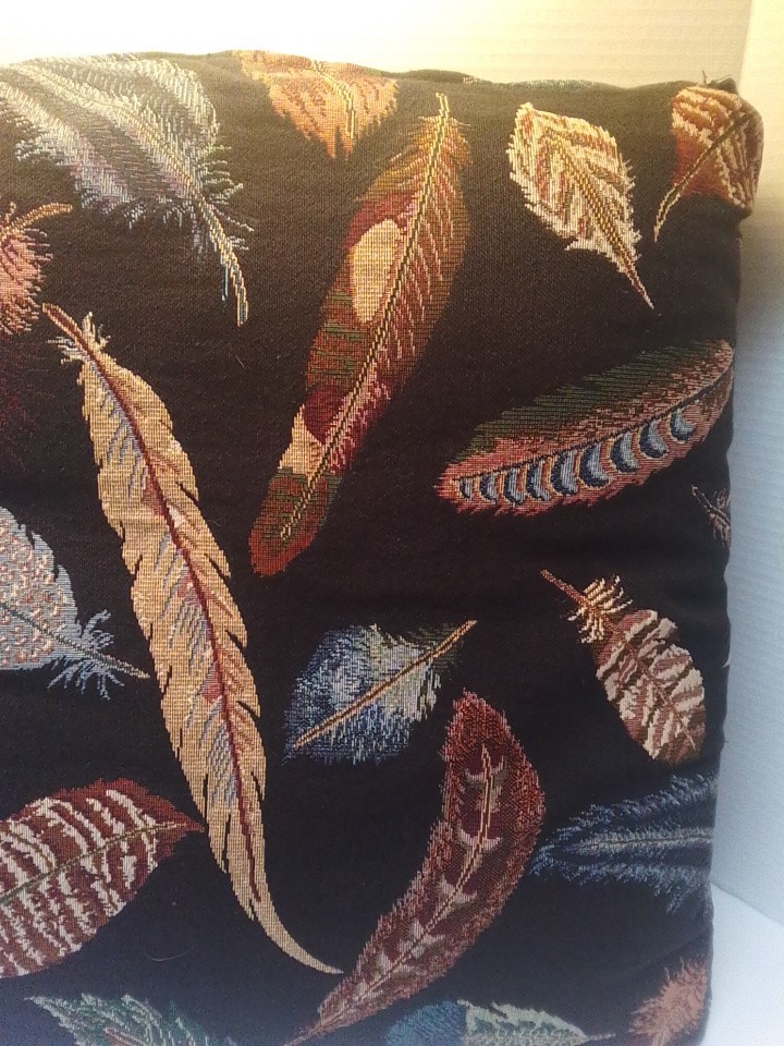 Large Embroidred Pillow Multiple Feather Pattern 20" X 20"