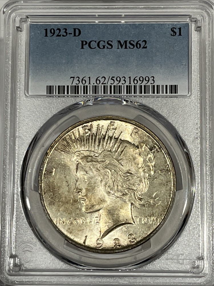 1923-D P Peace Silver Dollar PCGS MS62 Strong Luster