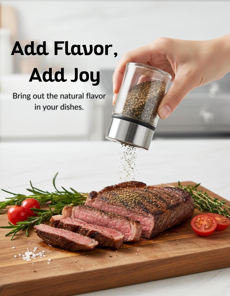 Multi-Function Stainless Steel Salt & Pepper Shaker with Adjustable Sprinkler...