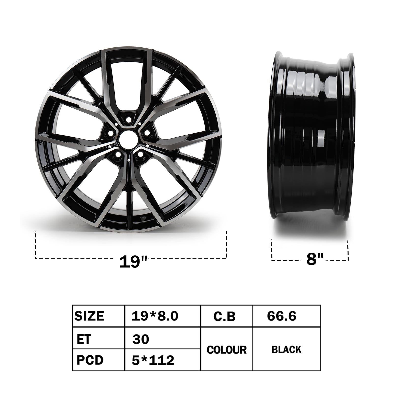 19x8 Front Wheel Rim for 530i 530e 540i M550i 5x112 ET30 66.6mm Hub Alloy