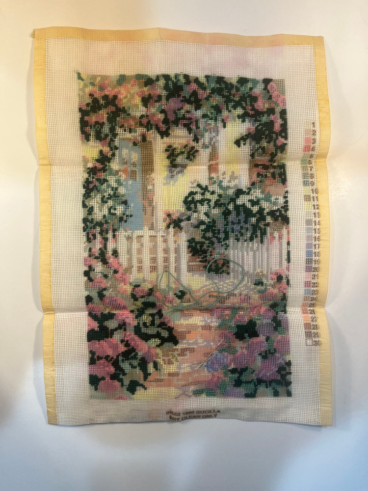 Bucilla Needlepoint Kit #4662 "Garden Gate" - Started