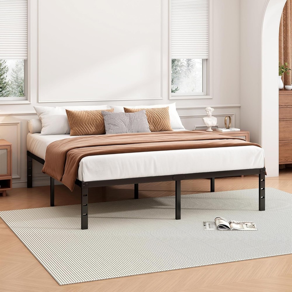 18 Inch Full Bed Frame Sturdy Metal Platform Full Size No Box Spring Needed