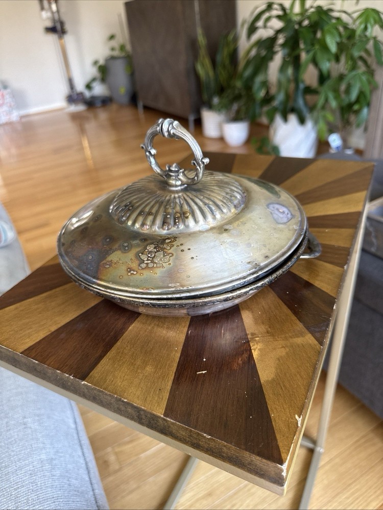 Silver Plated Serving Bowl With Lid - 8” Diameter.