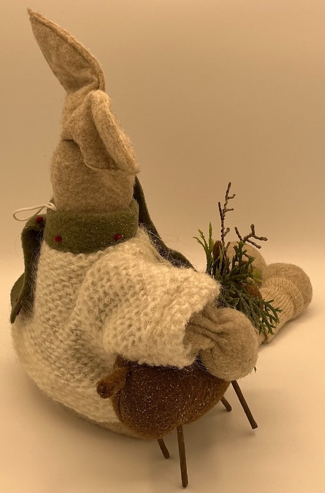 17” Bunny Rabbit Holding Reindeer Soft Craft Doll