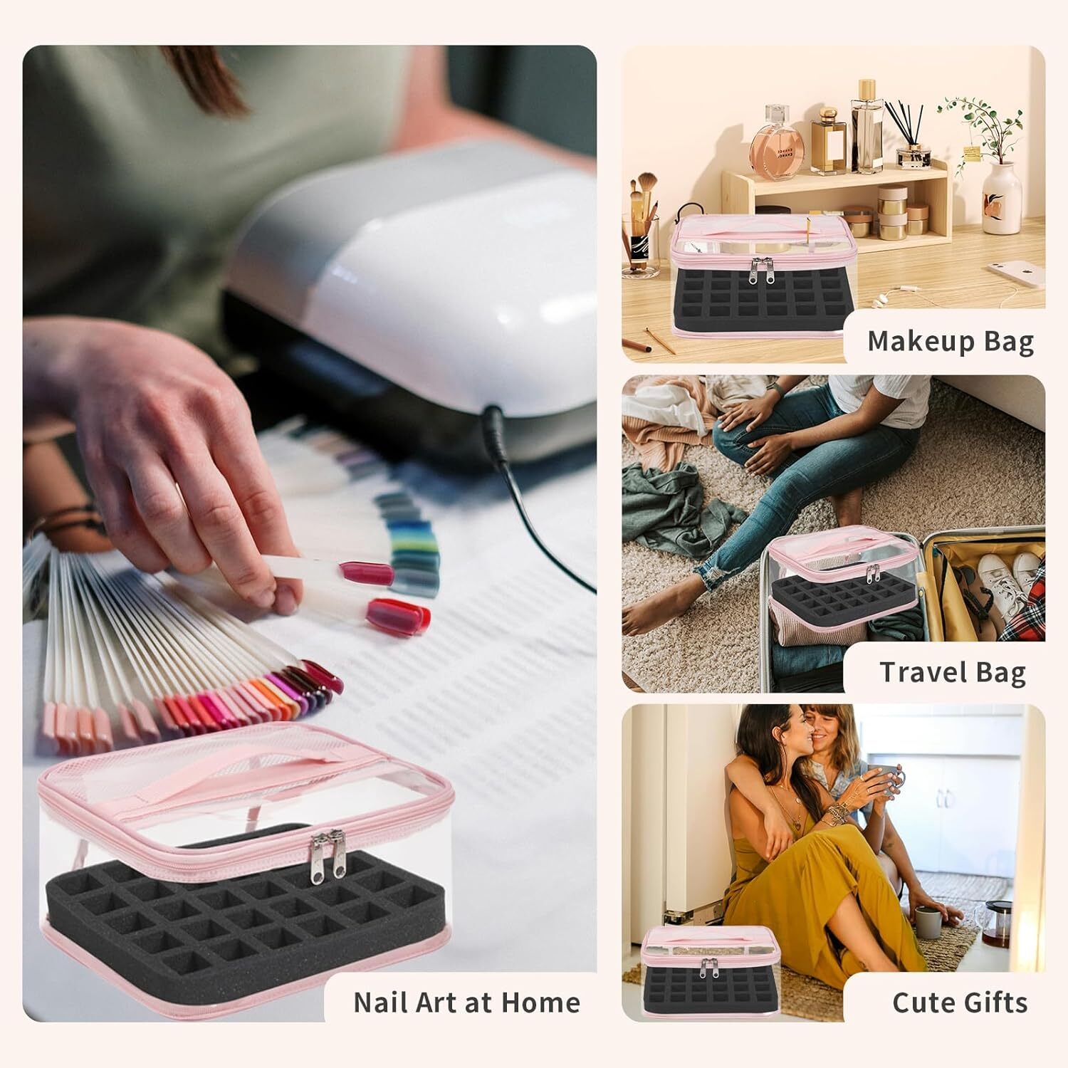 30 Bottle Nail Polish Organizer Case Clear PVC Storage Box