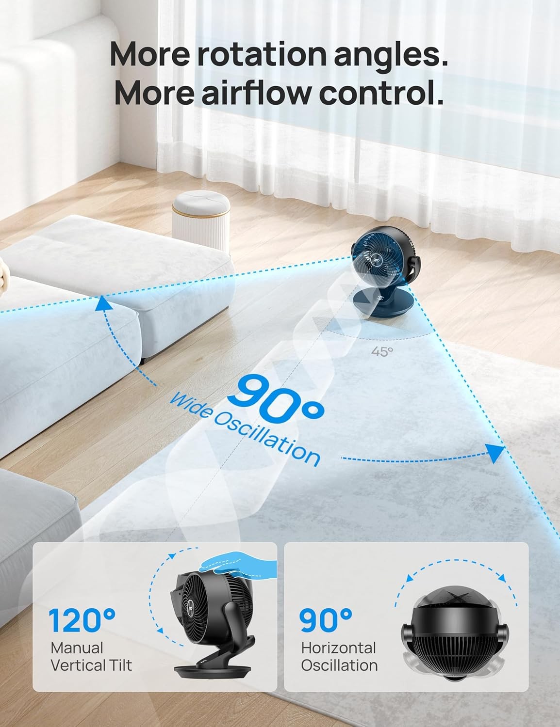 Dreo Desk Fan, 13-Inch Air Circulator Fan for Bedroom 70ft Powerful Airflow 28dB