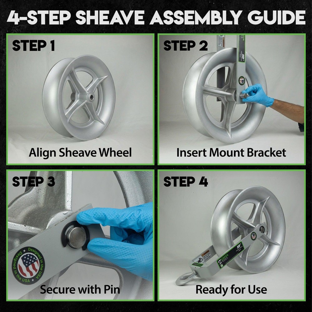18" Hook Sheave 652 | 6500lb | Staten Tools | Rope | Greenlee / Current Pullers