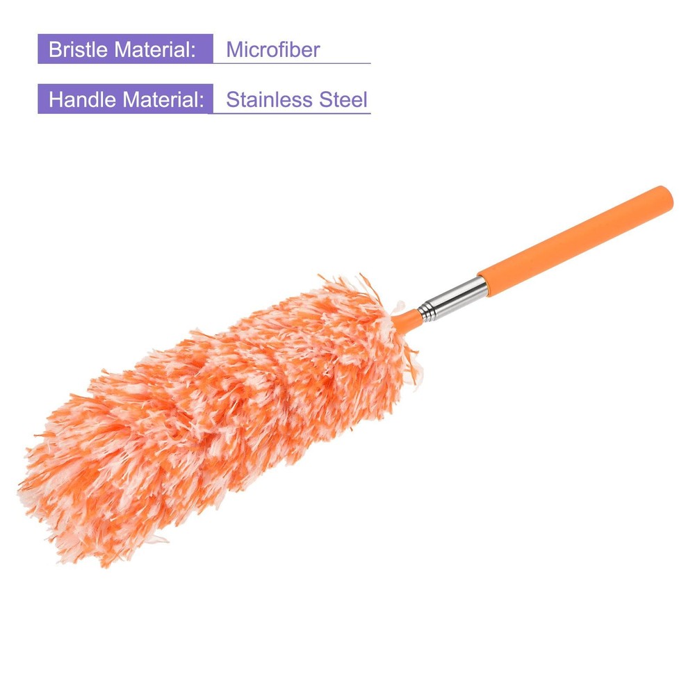 Microfiber Duster 13.8-32.7 Inch Extendable Dust Brush, Orange