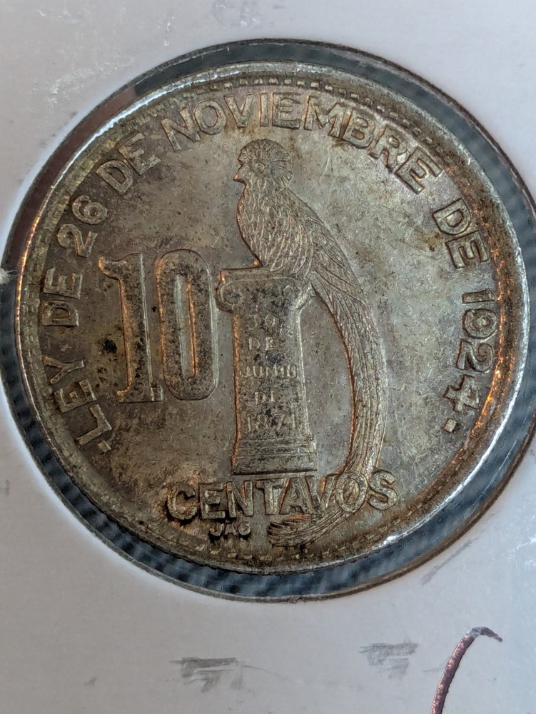 Guatemala 1945 10 Centavos High Grade Silver