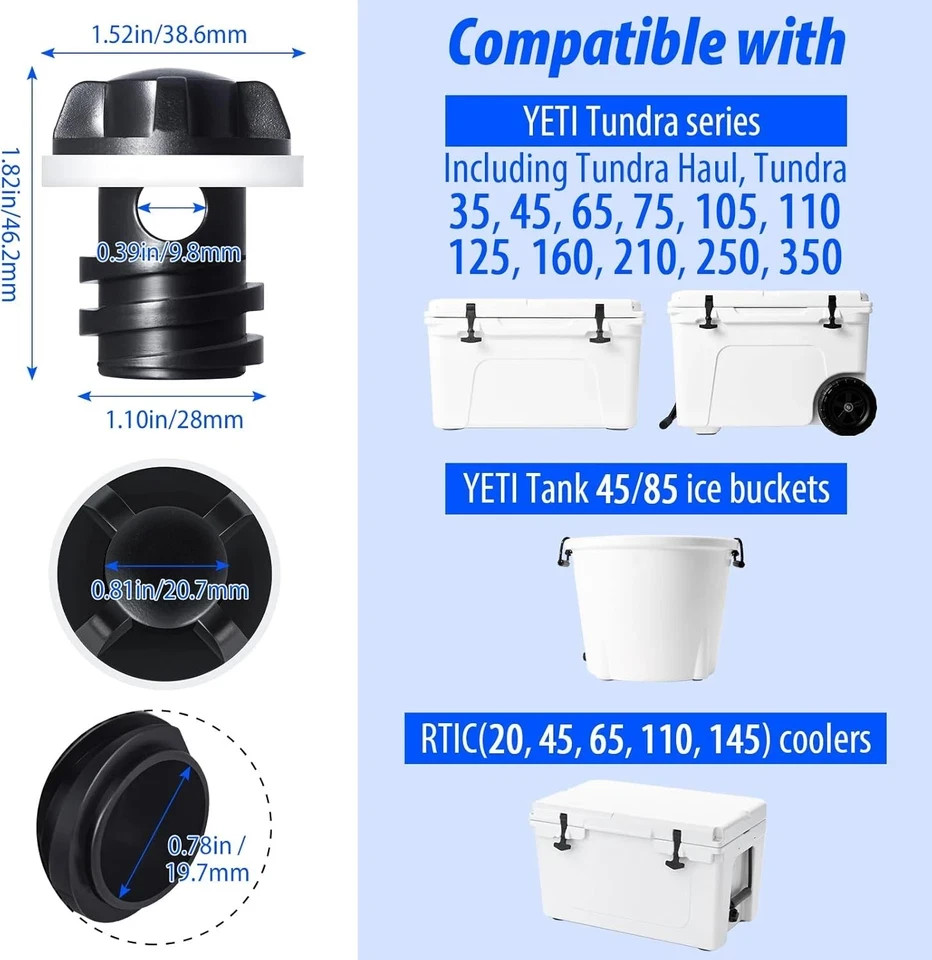 Cooler Drain Plug for YETI, 2 Pack Replacement Cooler Accessories, Compatible wi