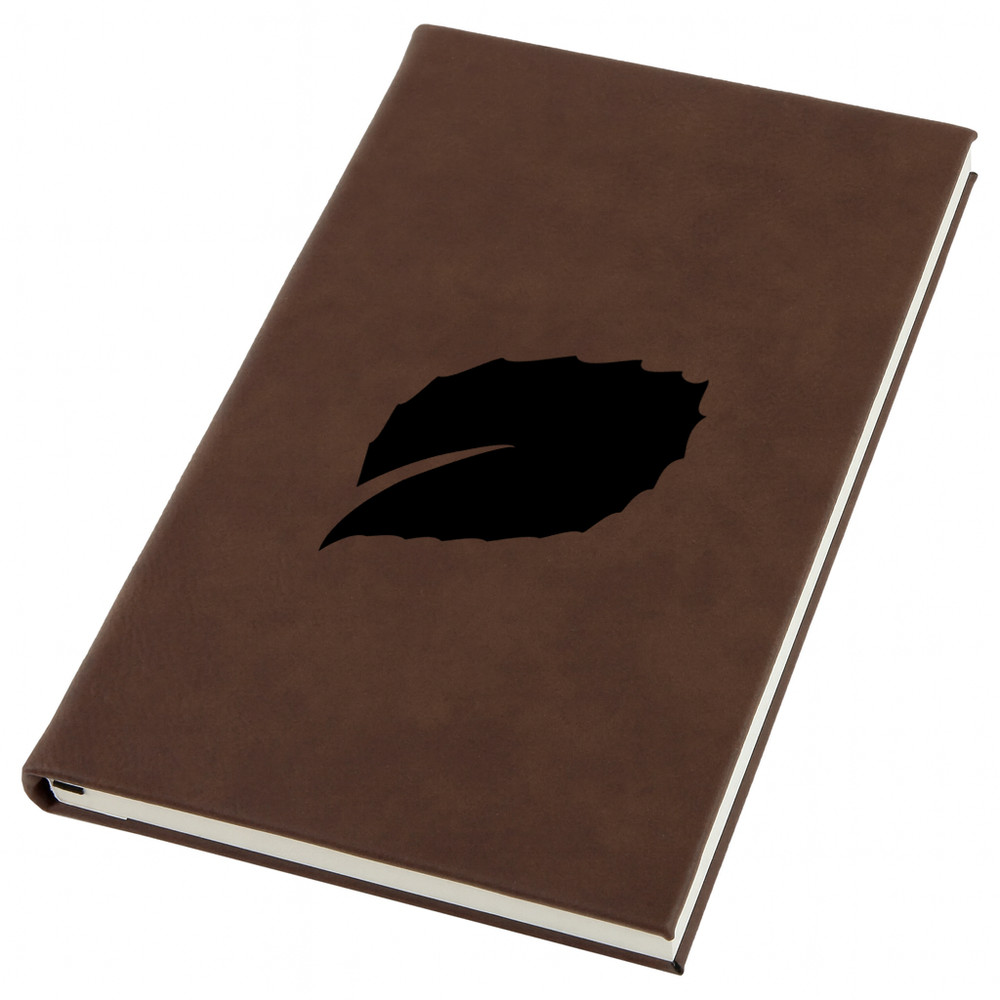 Mint Leaf Engraved Leather Journal, Personal Planner with Lined Pages