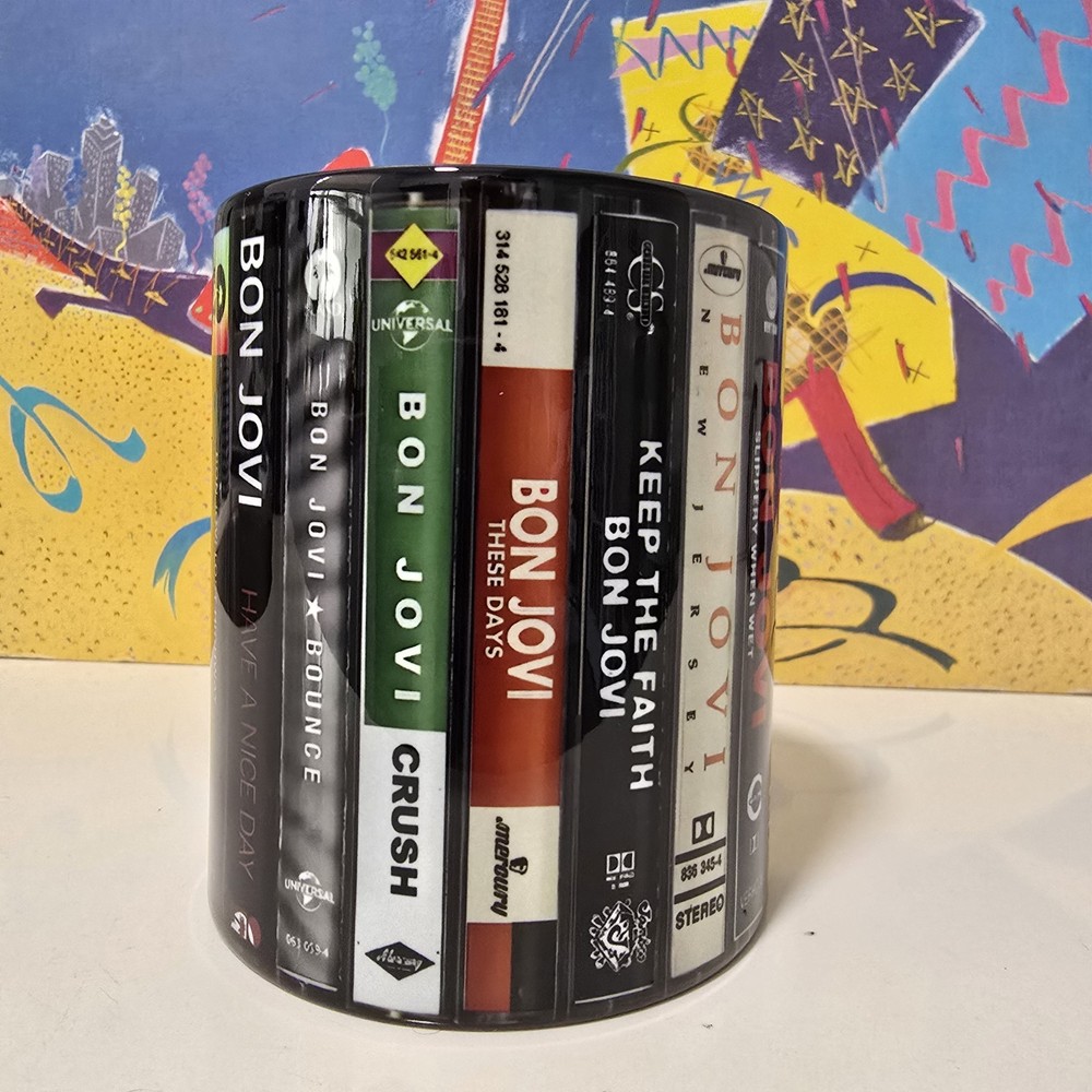 Classic Rock coffee Mug Inspired by cassette tape stack