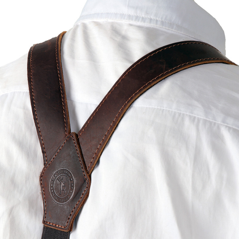 TOURBON Leather Suspenders Y Back Adjustable Y-Shape Pants Brace