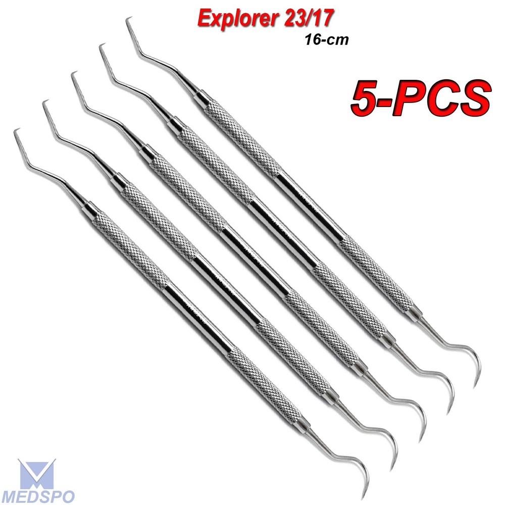 Dental Endodontic Tooth Scraper Double Ended Hook Explorer 23/17 Scaler Probe CE