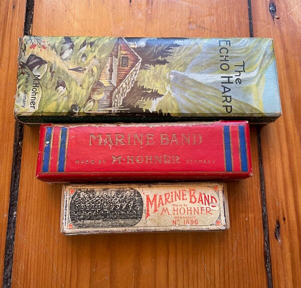 3 Vintage M. Hohner Harmonicas