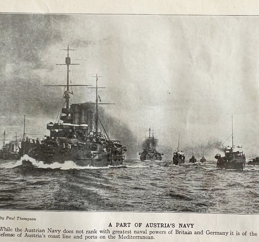 1914 Austrian Navy Battleships Mediterranean Photo Print Antique Military War