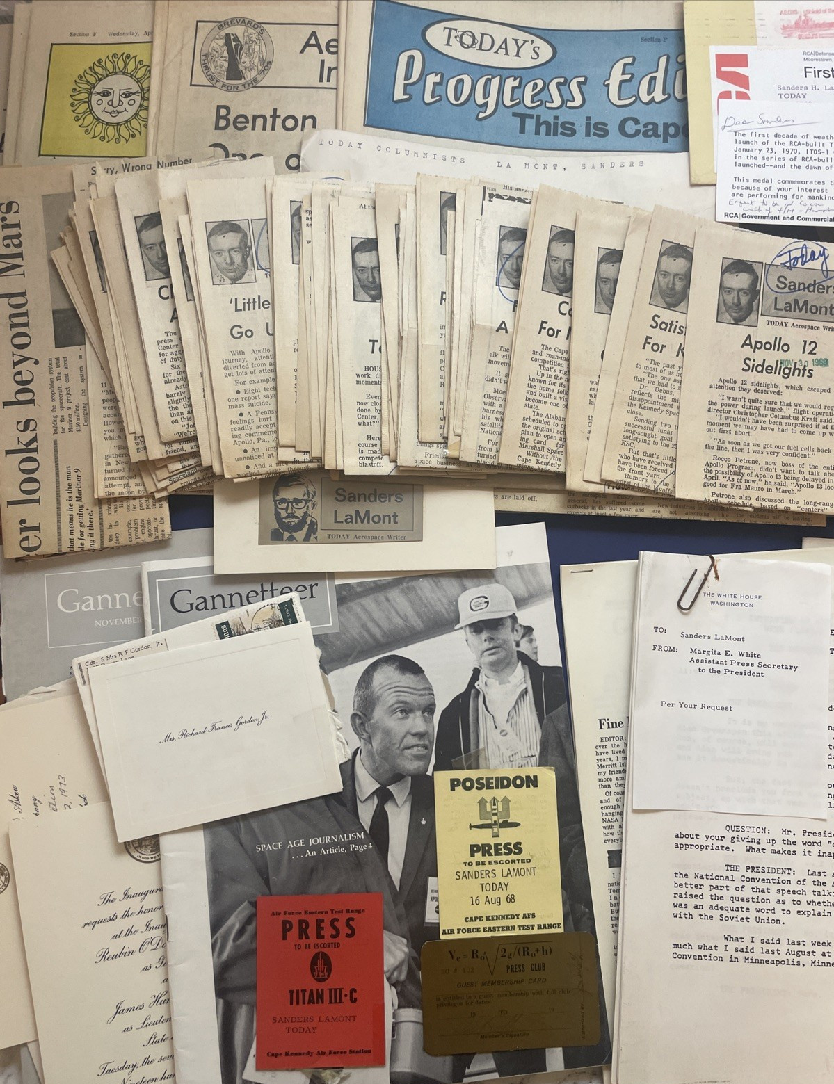 Vintage NASA Space Collectible Lot/Scrapbook - Sanders LaMont Aerospace Writer