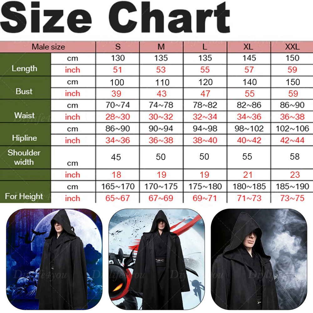 Adults Mens Hooded Robe Cloak Cape Party Halloween Vampire Robe Cosplay Costume