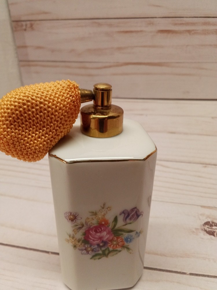 Signed KPM Porcelain Floral Pattern Atomizer empty perfume bottle