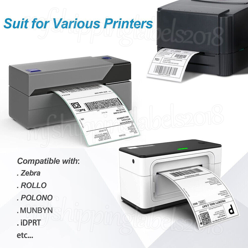 100-10000 4x6 Fanfold Direct Thermal Shipping Labels for Zebra & Rollo Printers