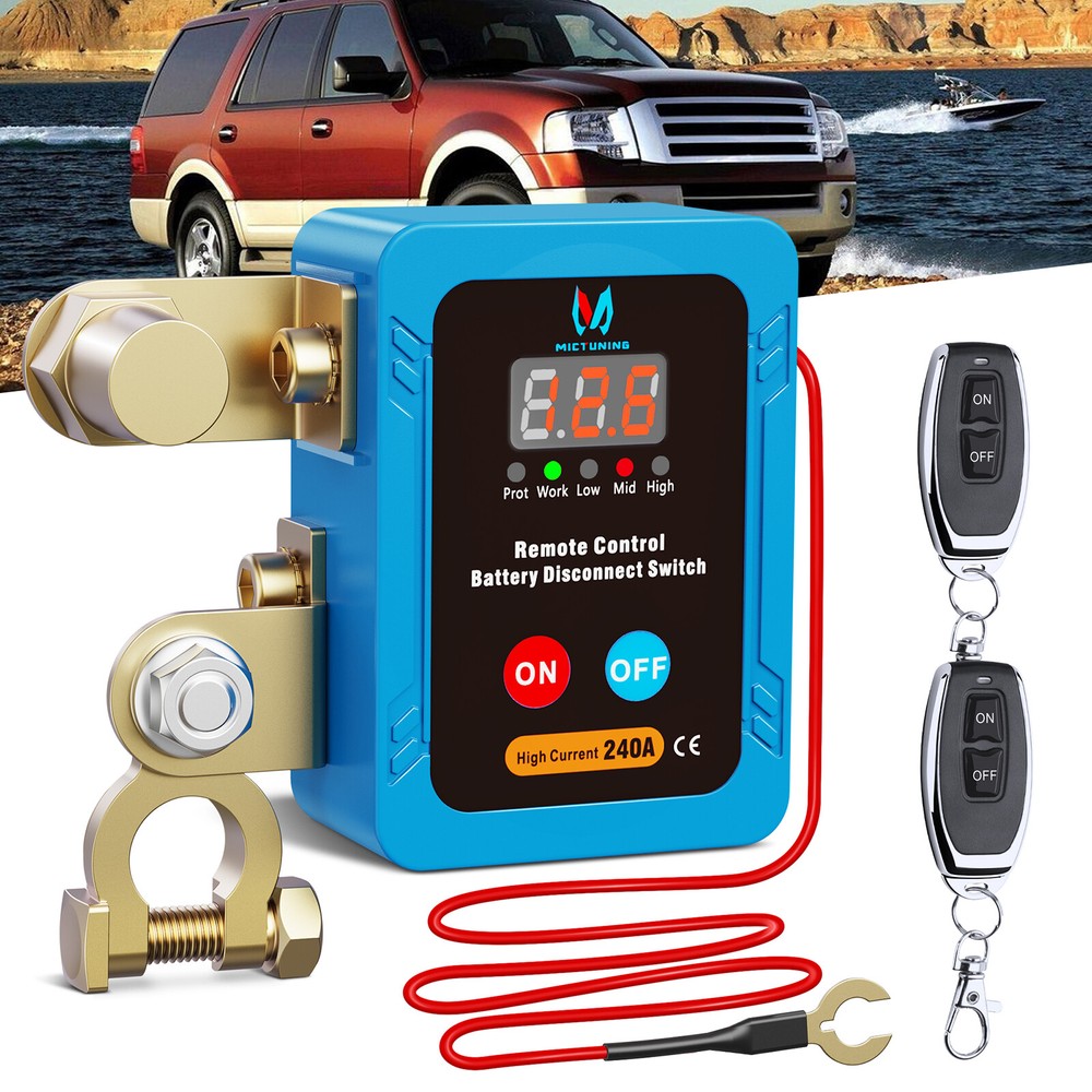 Remote Battery Disconnect Kill Switch Anti-Theft 12V 240A LED w/ Digital Display