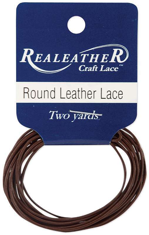 Round Leather Lace 1mmX2yd Packaged Brown