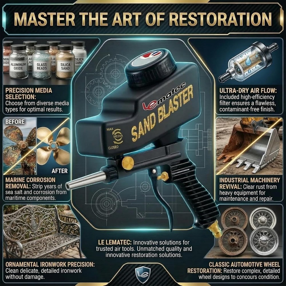 Efficient Air-Powered Sand Blaster Gun Kit - Precision Control & Durable Design