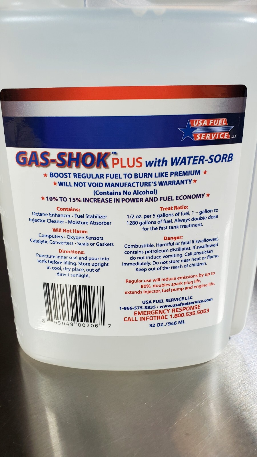 fuel treatment gas shok additive stabilizer 32oz Gas-shock plus FIRST CLASS SHIP