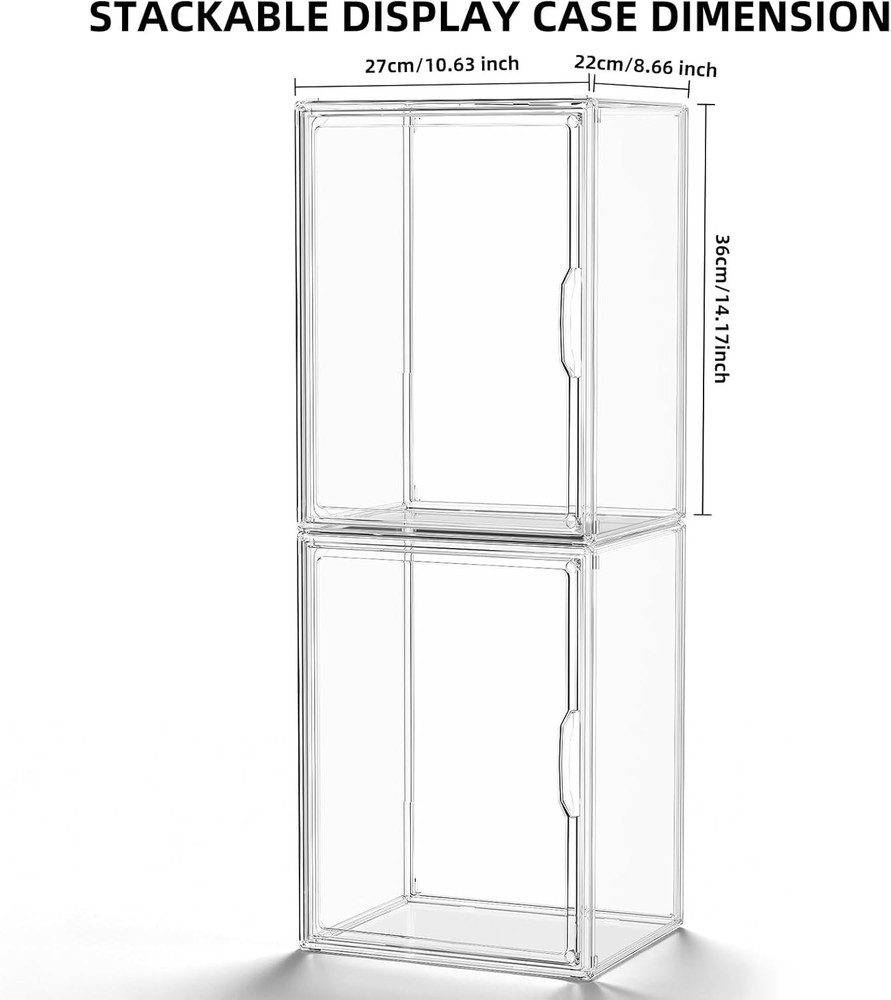 Clear Acrylic Display Case, Stackable Plastic Storage Bins with Lids, Large D...