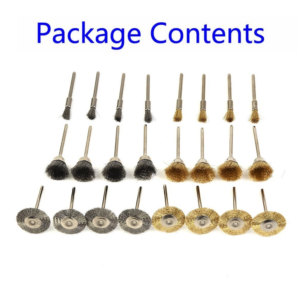 24pcs Soft Rotary Tool Brass Wire Brush Cleaning Polishing Dusting Set Element