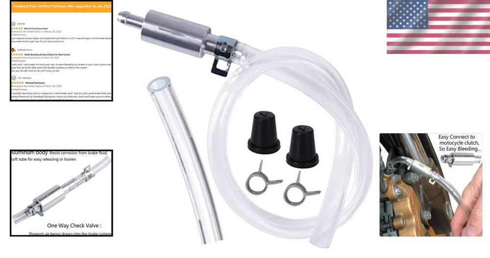 Efficient Brake Bleeder Tool Kit with Check Valve for Motorcycle Maintenance