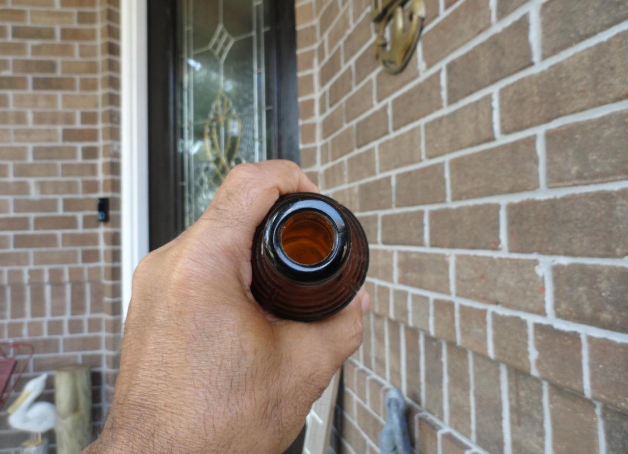 early Orange Crush BEEHIVE Ribbed AMBER Soda Bottle BIRMINGHAM, ALABAMA ALA