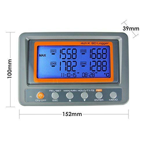 Nice Gain Express AZ Instruments 4 Channel K Type THERMOMETER SD Card DataLogger