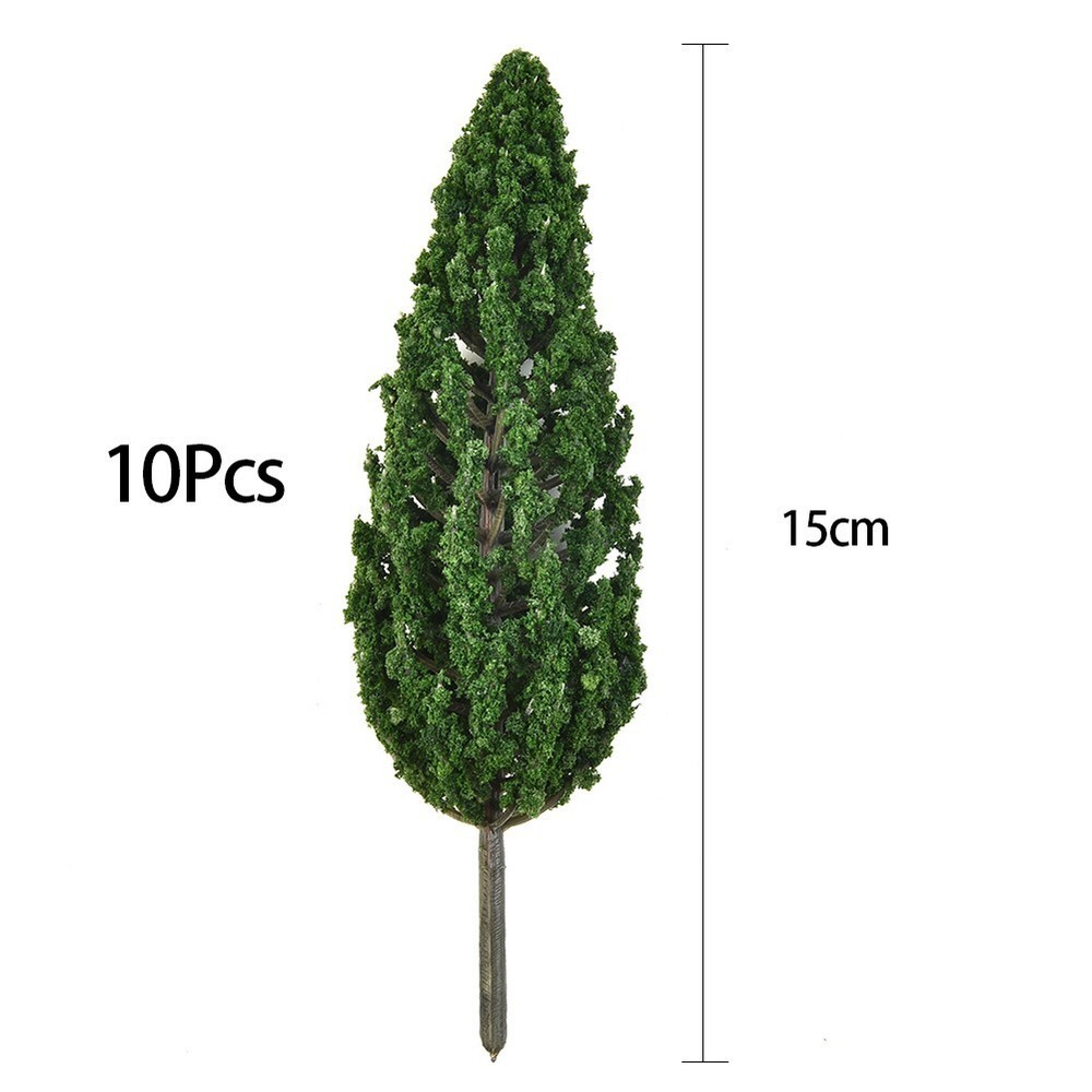 10pcs Model Pine Trees 15cm Deep Green Pines For Scale Model Railroad Layout New