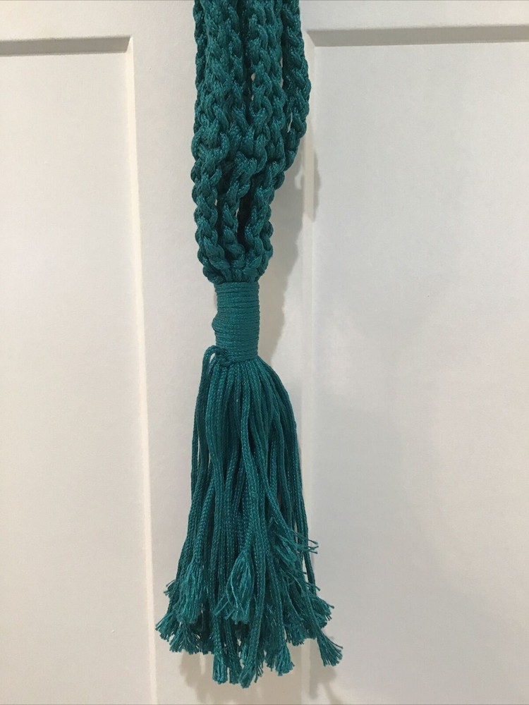 Vintage Dark Teal Planter Hanger Macrame 37"