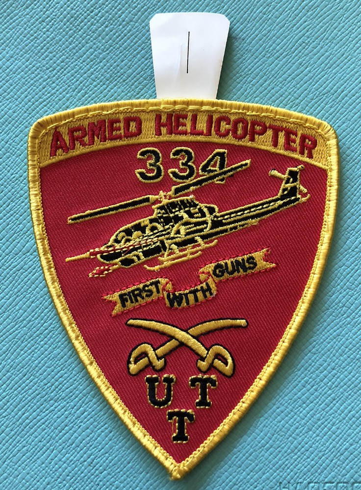 Armed Helicopter 334th, First With Guns, U T T. Buttonhole Patch.