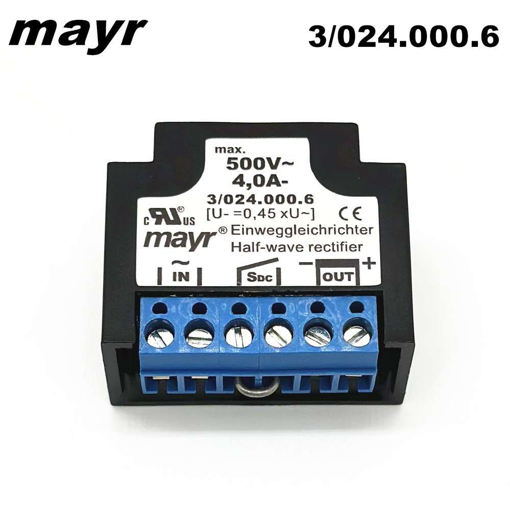 mayr Einweggleichrichter 3/024.000.6 max 500V~4,0A- half-wave rectifier