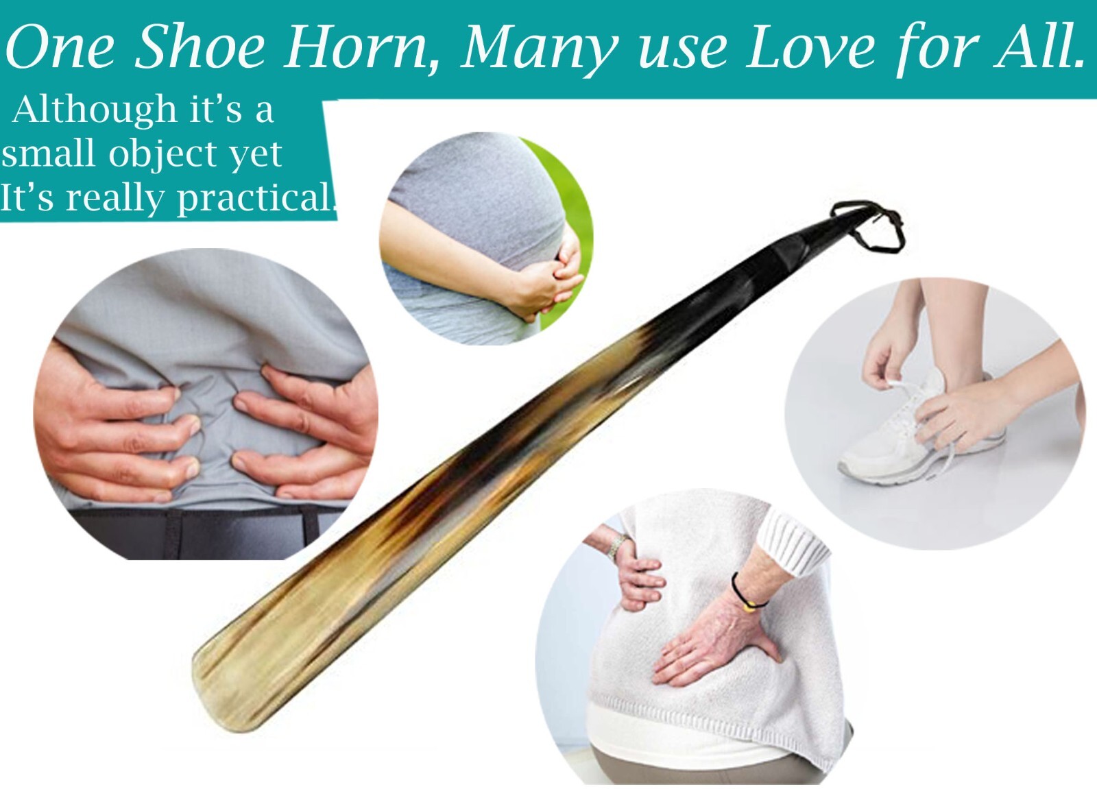 Shoe Horn Made with Real Horn Handmade Long Grip handle Shoehorn for Men 23 inch