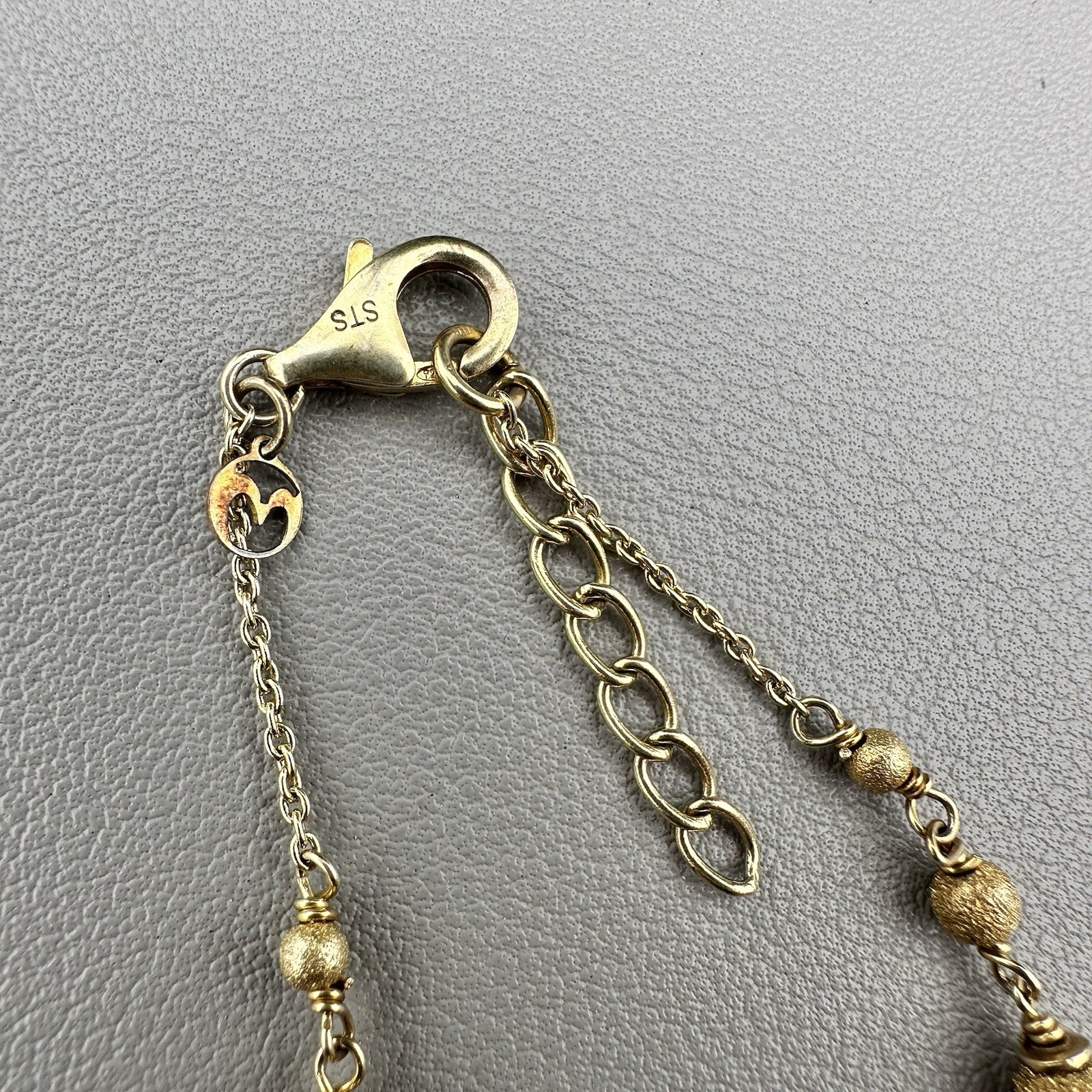 Gold Sterling Silver Stardust Bracelet Ball Beaded 925 Signed STS Vermeil 7.5”