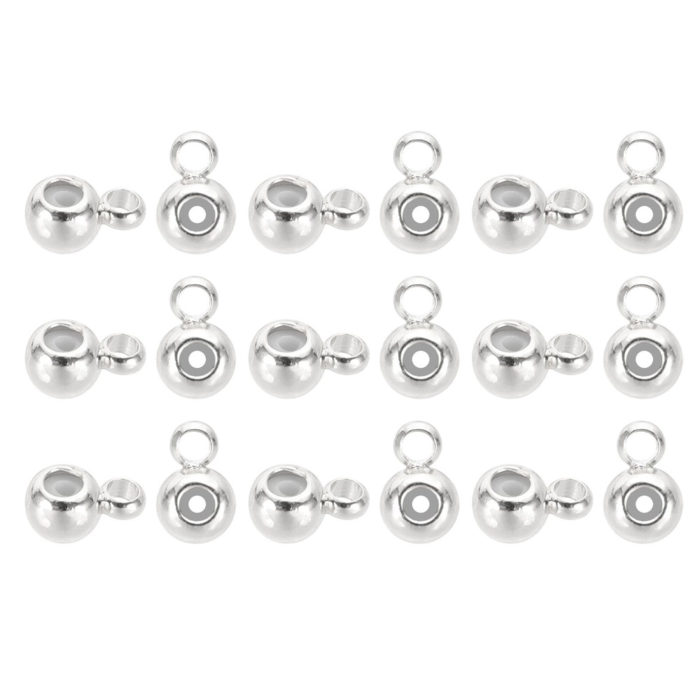 40 Pcs 3mm Stopper Positioning Spacer Beads with Loop, Silver Tone