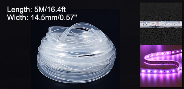 16.4ft Silicone Tube Sleeve Flat Flexible IP67 Waterproof Protection Cover Fit