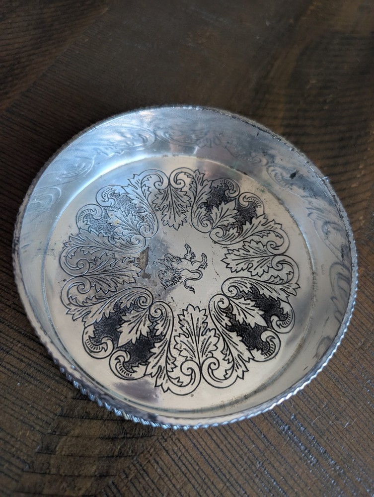 5" Dish Japan Lion Silverplate Wine Bottle Holder