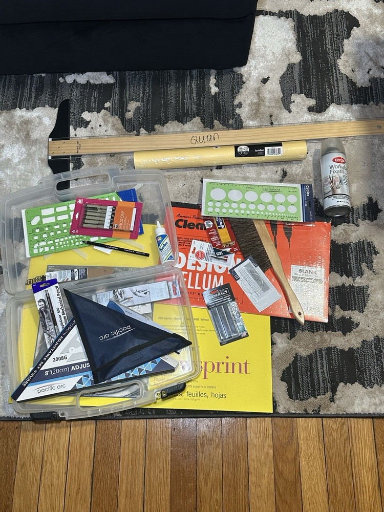 Pacific Arc, Strathmore, Krylon Drafting Kit with Triangle, Templates, Pencils