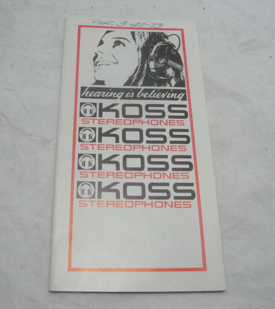 Koss Headphone Full Line Brochure==Original!