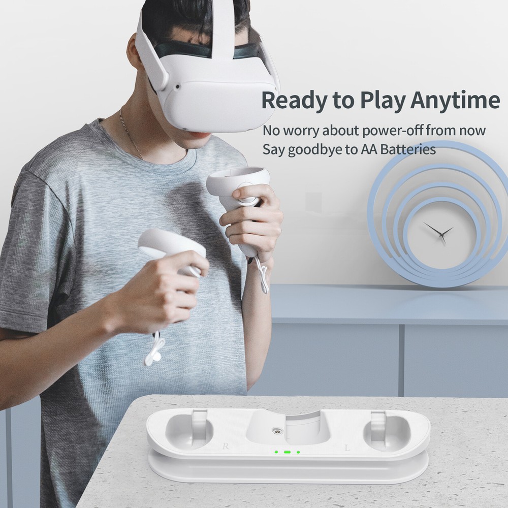 Magnetic Charging Station with Battery for Quest 2 VR Headset Controller
